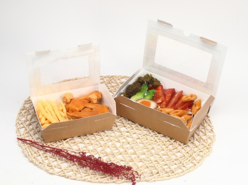 Corrugated lunch box with window